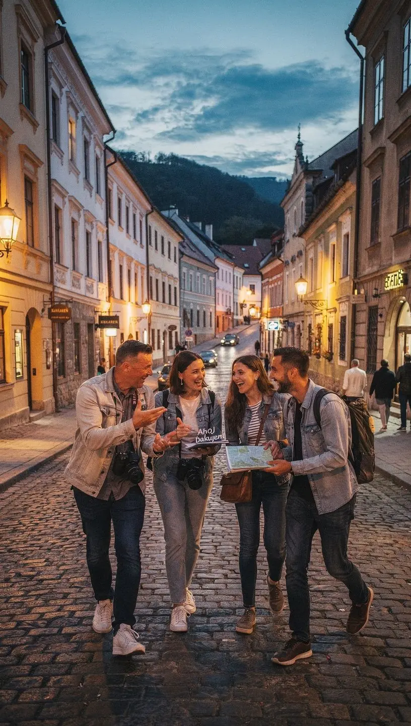 A group of friends enjoying a picnic in a picturesque park surrounded by historic architecture.